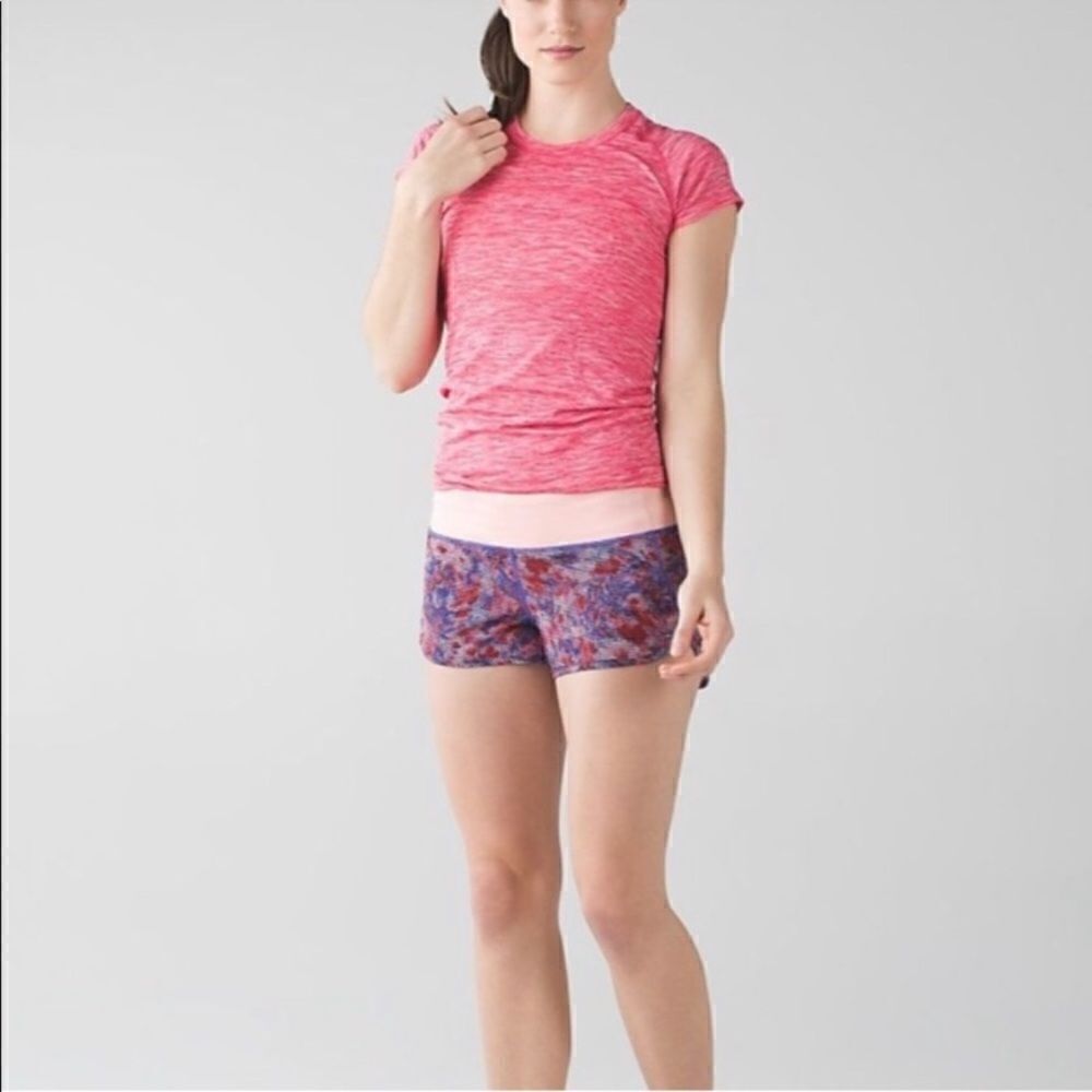 Lululemon Speed Short Checker Blooms Multi Pink Size 8